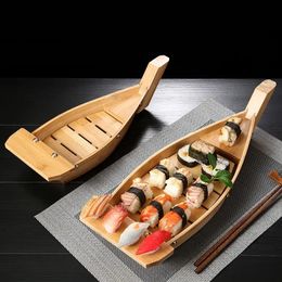 Cuisine japonaise Sushi bateaux fruits de mer outils bambou bois fait à la main navire Sashimi assortiment plats froids vaisselle Bar fournisseurs 240304