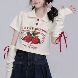 Camisetas de estampado de cerezo japonés lindo
