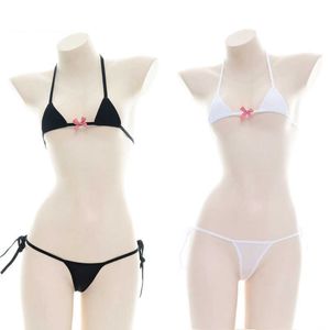 Japonais mignon Micro Bikini Mini soutien-gorge et culotte ensemble sous-vêtements femmes filles érotique Kawaii Ddlg Lingerie Anime vache Cosplay tenue nouveau Y0911