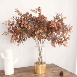 Style de décoration séchée japonaise Fleurs d'automne Eucalyptus Long Branche Silk Fleurs artificielles décor de chambre fausses plantes feuilles 230613