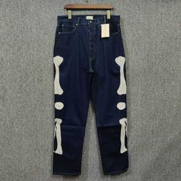 Japans modemerk Kapital Skeleton Bone Embroidery Hirata Hehong Men's Loose Casual Jeans