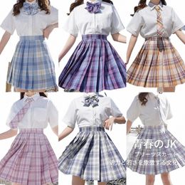 Japonais Fi JK Uniforme Jupe à carreaux School Girl Jupe Sweet College Style Soft Girl Jupe Loli Sailor Suit plissé x6Ct #