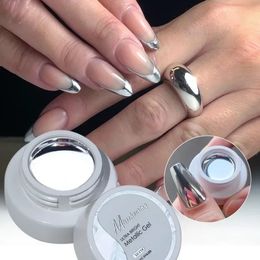 Repleto japonés Mejora de uñas Mirror Metal PLATA SUPER SUPER BRILLANTE FRANJE