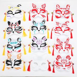 Masques de renard japonais Style peint à la main PVC masque de chat de renard Cosplay mascarade Festival balle Kabuki Kitsune Cosplay Costume JK2009XB