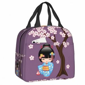 Sacs à lunch isolés Geisha japonais pour école de travail Geiko Geigi Portable Thermal Coler Bento Box Women Children J6DK #