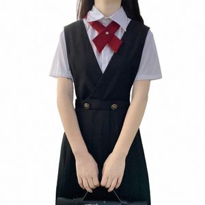 Japanese Girl LG en deux couleurs plissées DR 2021 Été Nouveau nœud papillon uniforme JK College Style School Uniforme V8GL #