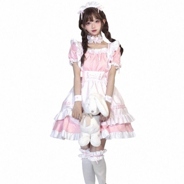 Japonés gótico Sissy Maid Dr Sweet School Girl Halen Party Maid Juego de rol disfraz Kawaii Pink Animati Show Trajes 5XL m6dy #