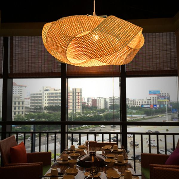 Lampes suspendues en bambou faites à la main japonaises Lampes suspendues en rotin nordique Luminaire suspendu Art déco chinois Maison de thé en bois Caff Restaurant Luminairs Lamparas