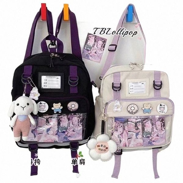 Mochila japonesa Harajuku Mujeres JK Uniforme Bolsa Mochila escolar Bolsa de hombro Adolescentes Itabag Bolso ita transparente Bolsos Z9i4 #