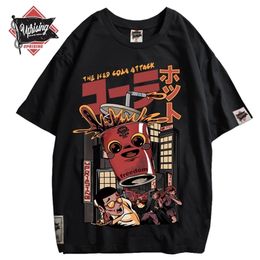 Japonais Harajuku Dessin Animé Cola Démonisation Hommes Hip Hop T-shirt Monstre T-Shirt Streetwear Été Tops T-shirts Coton Tshirt HipHop 220513