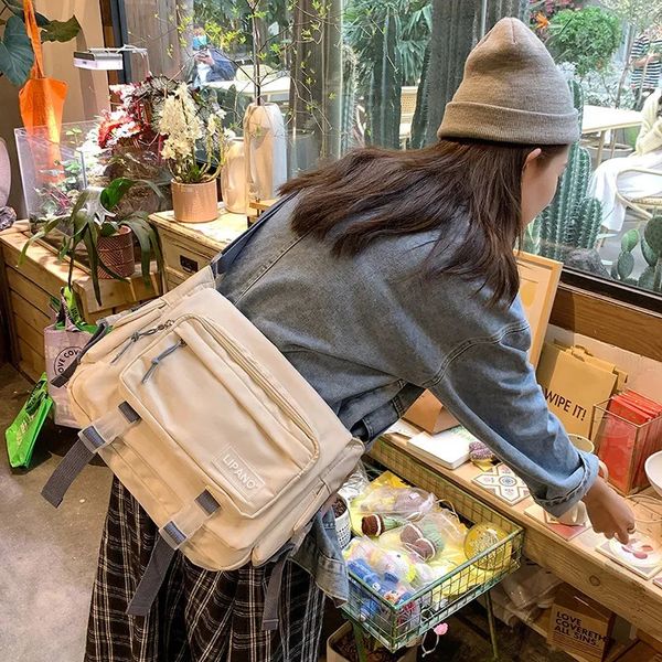 Bolsos cruzados de Harajuku japonés para mujer, Bolsa de mensajero para chicas de secundaria, bolsos de retales, Bolso de hombro para libro 240117