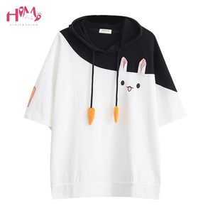 Japanse harajuku vrouwelijke mooie roze konijn t-shirts 2019 schattige wortel korte mouw anime bunny Tee tops mori meisje kawaii t-shirt Y19060601