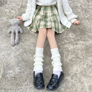 Japonais Harajuku filles réchauffe de jambe d'automne d'hiver couleur solide couverture de jambe tricotée lolita kawaii chaussettes tas chaussettes tas chaussettes