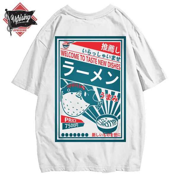 Harajuku japonés camiseta hombres verano Hip Hop camisetas Dolphin Noodle Ship dibujos animados Streetwear camisetas manga corta Top algodón 210629