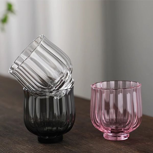 Taza de té transparente japonesa resistente al calor, taza maestra de dama rosa, taza de agua de pétalos, taza de loto, copa de vino de frutas y té de flores