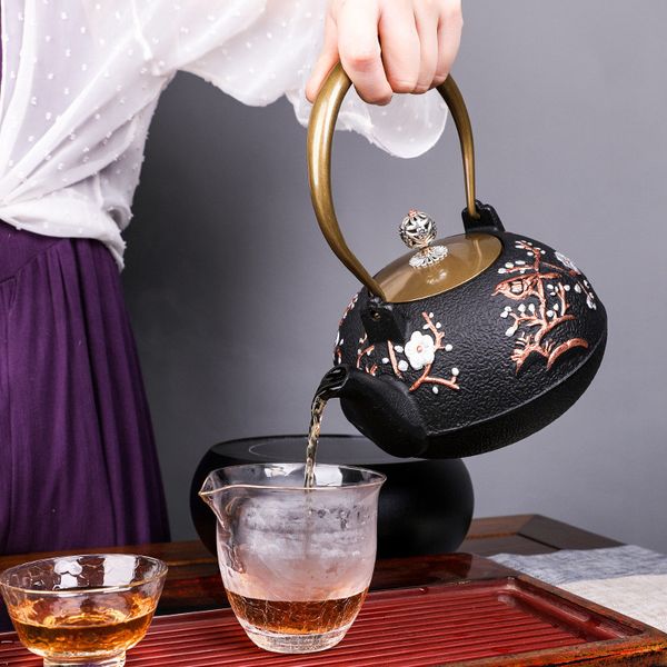 Japonais de haute qualité en fonte théière Induction cuisinière bouilloire avec passoire théière Oolong thé cafetière bureau thé ensemble 1.2L