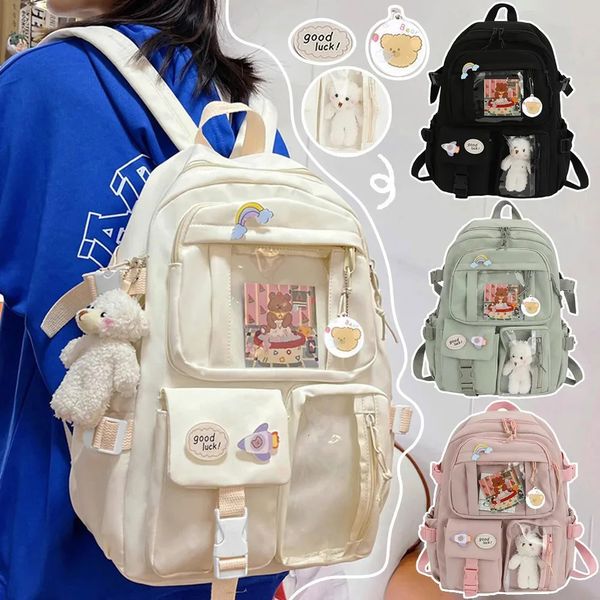 Mochila japonesa para niñas de secundaria, mochilas escolares para adolescentes, Mochila Kawaii con múltiples bolsillos, Mochila bonita Harajuku para mujeres 240102