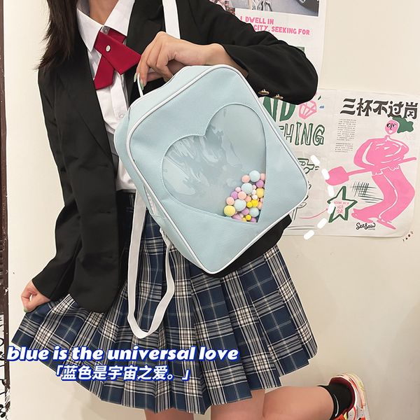 Girls de lycée japonais JK Sac à dos Femmes Love Love Heart en forme de sac transparent Sac à dos Itabag Sacs d'école Mochila Mujer
