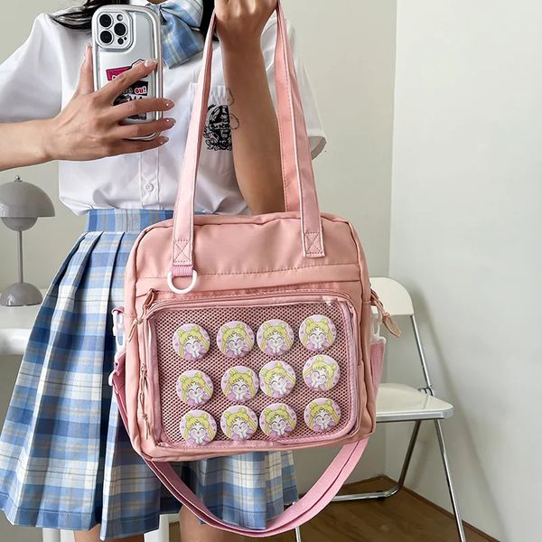 Sac à bandoulière pour adolescentes du lycée japonais grande capacité Transparent Itabag femmes Nylon JK sac sacs à bandoulière femmes Itabag 240116