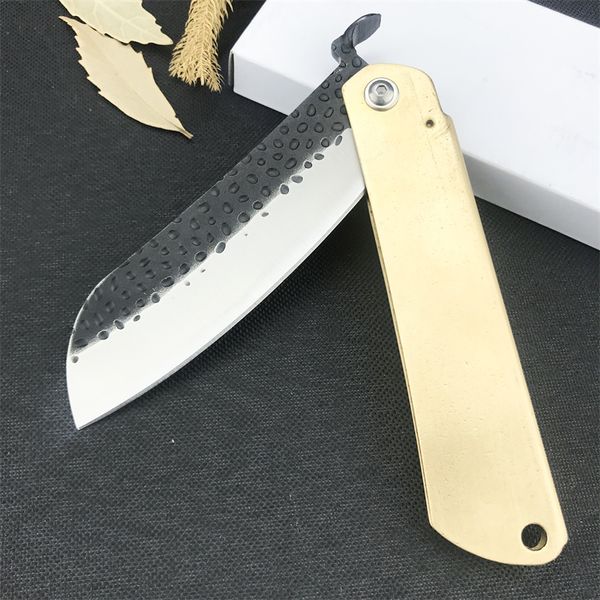 Couteau de poche classique japonais Higonokami 7Cr13Mov en acier forgé, manche en laiton, couteaux à fruits pliables EDC couteau pliant tactique de Camping multi-chasse 535 3300 15535
