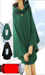 Attaque d'anime à sweat à sweat japonais sur Titan Cloak Collier Shingek No Kyojin Scouting Legion Cosplay Costume Green Back Cape Halloween Q6473343