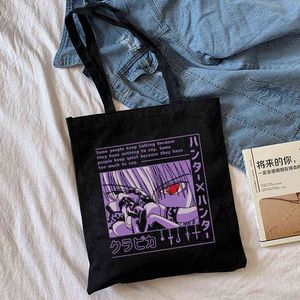 Japanse jager x jager kurapika anime canvas tas shopper cartoon brief print grote capaciteit punk vintage schouder s