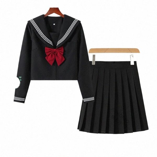 Japonais JK écolière deux-Butt costume de base printemps été nouvelles femmes fille veste collège style lg manches uniforme manteau coréen X9cO #