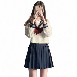 Uniformes japoneses JK Dres escolares para niñas Traje de marinero azul marino Chaqueta Uniformes de escuela secundaria Trajes d1n7 #