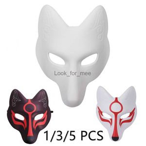 Japonais Kabuki Kitsune Fox Mask PU Masque de mascarade non peint
