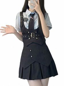 Japanse Kawaii JK School Meisje Uniform Vrouwen Koreaanse Fi Leuke Cheerleader Uniform 2023 Herfst Mini Vest en Geplooide Shirt set u2oB #
