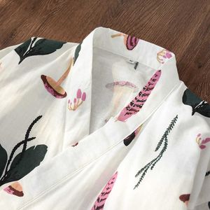 Kimono japonais peignoir chemise de nuit femmes été et automne gaze de coton à manches longues service à domicile sauna vêtements robe dames 210924