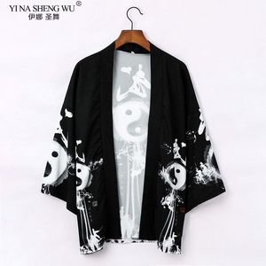 Ropa étnica Japonés Kimono Cardigan Hombres Mujeres Haori Yukata Masculino Samurai Traje Chaqueta Camisa Abrigo Chino Robe