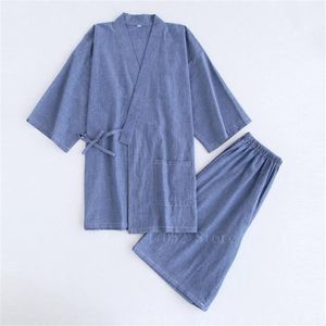 Kimono japonais coton pyjamas hommes samouraï Costume peignoir Haori Yukata Jinbei ensemble vêtements de nuit à manches courtes femme japon vêtements310r