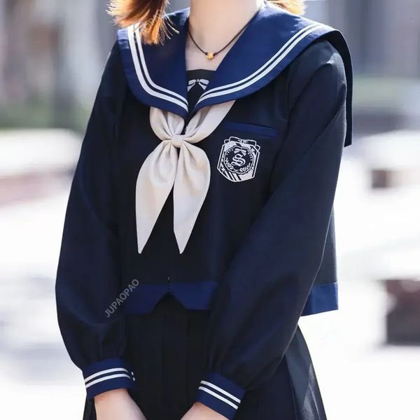 Style coréen japonais SXL étudiant filles uniforme scolaire marine vêtements féminin JK costume marin chemise jupe plissée Cosplay 240301
