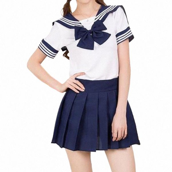 Japonés coreano Versi JK traje mujer uniforme escolar escuela secundaria marinero Marina disfraces Cosplay estudiantes niñas Falda plisada B65D #