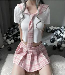 Japanse Koreaanse versie JK Suit Woman High School Uniform Sexy Sailor Navy Cosplay Kostuums Student Girls Plaid GeplooD Rok3695633