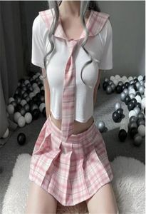 Japanse Koreaanse Versie JK Pak Vrouw Hoge Schooluniform Sexy Sailor Navy Cosplay Kostuums Student Meisjes Geruite Geplooide Rok1061904
