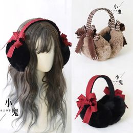 Cache-oreilles lolita japonais pour femmes, chaud, hiver, coréen, joli nœud, oreilles épaisses suspendues, bag240125