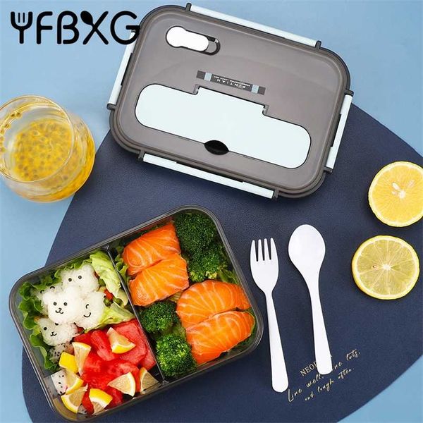 Fiambrera japonesa para niños Escuela Bento Box con compartimentos Microondas Contenedor de almacenamiento de plástico Picnic Camping Food Taper 211108