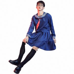 Étudiants masculins japonais Cosplay Crossdring Navy Tie Lolita Sailor Costumes School Boy Uniforme Maid Clubwear Outfit pour hommes d1wd #