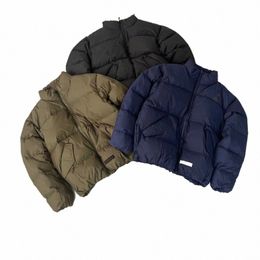 Japonés montaña al aire libre carta bordado engrosado collar de pie abajo chaqueta de invierno chaqueta hombres coreano Fi Streetwear t6NO #