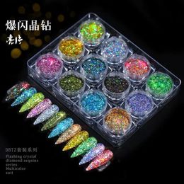 Japanse nagelverbeteringen Laser Shine Pink Parken 12 Kleurlicht Variërend Scallion Pink Nail Decoration Box Pakket Fantasie SEQ
