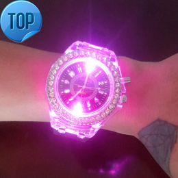 Relojes Led de lujo con movimiento de cuarzo japonés para hombre, reloj deportivo luminoso transparente, reloj Digital de silicona Geneva para mujer