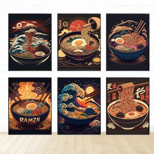 Japanse Ramen Canvas Schilderij Prints Voor Restaurant Keuken Home Decor Abstract Heerlijk Eten Illustratie Posters En Prints Wall Art Wo6