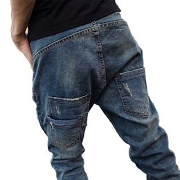 Japonais Rétro Lavaillé Vieux Jeans Pantalons Hommes Vintage Lâche Hop Hop Harem Grand Taille Skinny Pieds Slim Pantalons Vêtements 211112
