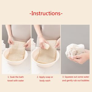 Baignoire de lavage de secoue à frottement japonais Brosse de serviette en polyester arrière pour les serviettes arrière exfoliant le corps de douche à gommage