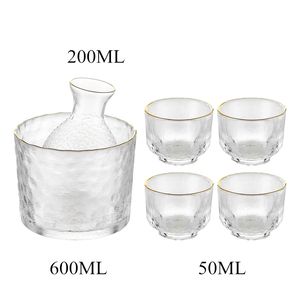 Japanse sake set hamerpatroon glazen goud rimde cup wijn warmer Korean soju cup tequila pot whisky cup huishoudelijke wijnset