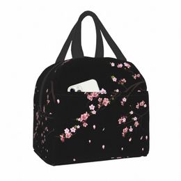 Sac à lunch isolé japonais Sakura Branch pour femmes Portable étanche Fr Floral Cherry Blossom Cooler Thermique Bento Box a5qA #
