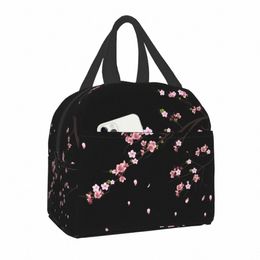 Japanse Sakura Tak Geïsoleerde Lunch Tas voor Vrouwen Draagbare Waterdichte Fr Bloemen Kersenbloesem Koeler Thermische Bento Box a5qA #