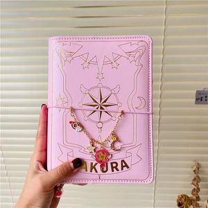 Japonais Sakura rose rouge violet Anime cahier à feuilles mobiles Kawaii carnet de voyage manuel spirale A6 mignon agenda planificateur organisateur 240313